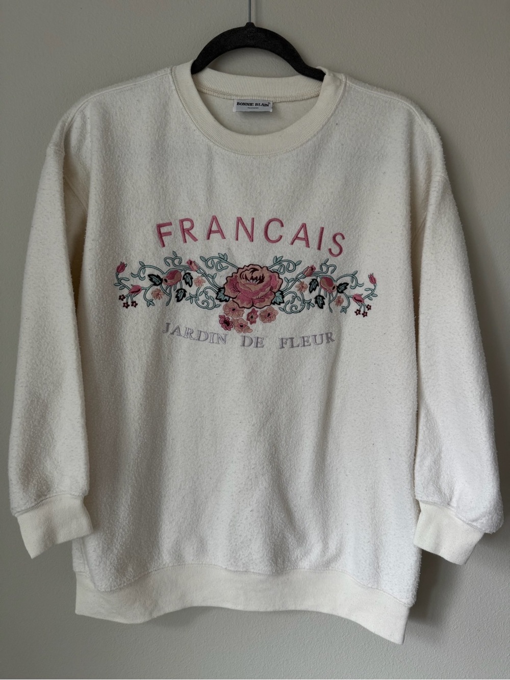 VTG Bonnie Blain Sweatshirt Francais Jardin De Fleur Floral Crewneck Women’s‎ XL